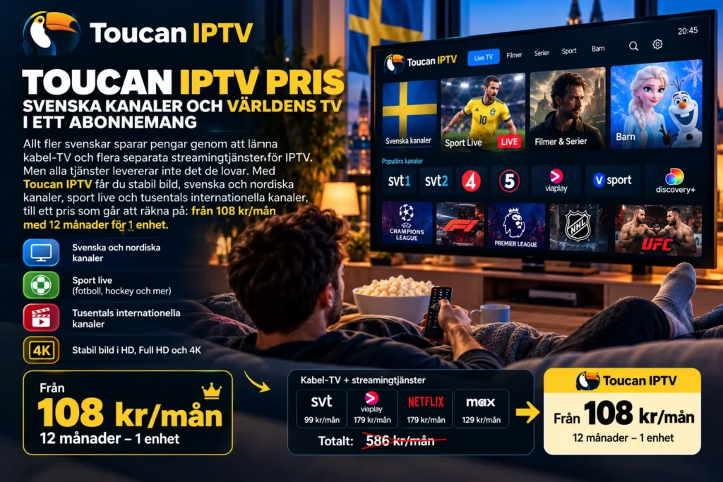Toucan IPTV pris – svenska kanaler och världens TV i ett abonnemang
